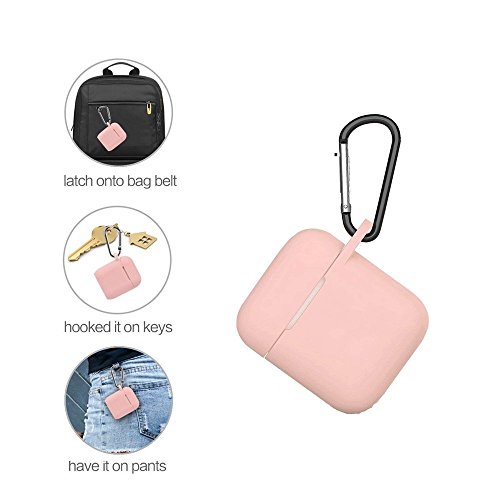 Zalu Compatible For Airpods Case With Keychain, Shockproof Protective Premium Silicone Cover Skin For Airpods Charging Case 2 & 1 (Airpods 1, Pink) #TOP5