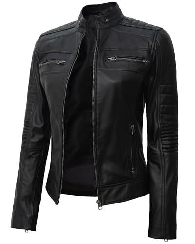 Blingsoul Womens Leather Cafe Racer Jacket