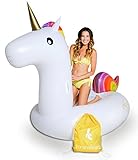 Unicorn Pool Float with Travel Bag - Inflatable Unicorn Float for Pool, Beach. Giant Swim Pool Floats for Adults and Kids. Tube Rafts for Lake, River Tube Pool Floaties by BananaFloats