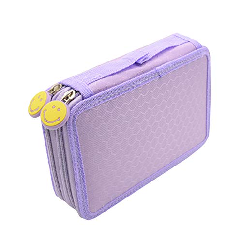 Estojo de lápis Elonglin bolsa para caneta prática e grande, multicamadas, com alça para lápis de aquarela, lápis de cor Prismacolor, Crayola, e canetas Marco, 32 compartimentos, roxo