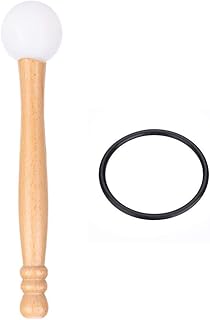 Singing Bowl Mallet & O-ring, Rubber Head Wood Handle Mallet Stick Rubber O-ring for Playing Crystal Singing Bowl Percussi...