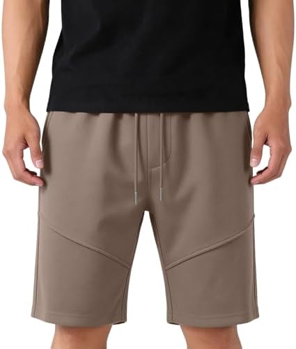Mens Shorts 2026 Casual Drawstring Lightweight Work Athletic Gym Shorts Lounge Elastic Waist Summer Beach Sweatpants Mens Shorts Brown Large