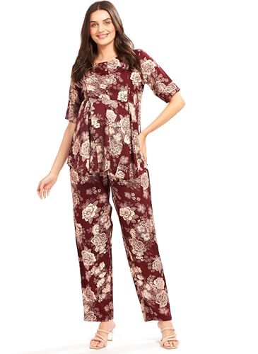 Image of AV2 Women Rayon Printed Maternity Top & Pyjama Set -4050
