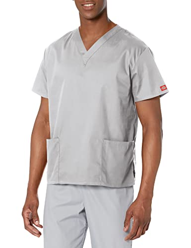 Image of Dickies EDS Signature Scrubs for Women and Scrubs for Men, Unisex One Pocket V-Neck Top in Soft Brushed Poplin 83706
