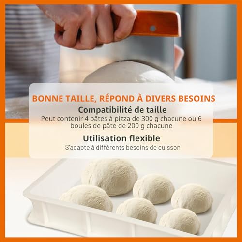 Windfromort Bac à Pâton Pizza - Boîte Fermentation Pizza - Boîte à Pain - Caisse Plastique avec Couvercle Alimentaire Empilable 40x30x10 cm pour Pâte Maison – vue 6