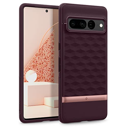 Caseology Parallax TPU Case for Google Pixel 7 Pro 5G Case, 3D Pattern, كفر غوغل 7 برو (2022) - Burgundy