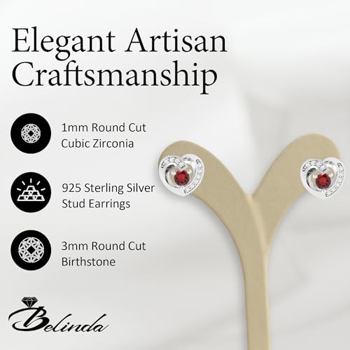 Women's Earring Heart Shaped Push Back Stud Earrings Real Sterling Silver Shiny Gem Natural Gemstone Birthday Party Casual Wedding for Gifts3