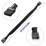ELFJMZP 30 cm kabel przedłużający do płyty głównej PC - wtyczka na gniazdo, czarna płaska taśma, wtyczka HD AUDIO 9PIN, 24AWG ocynkowana miedź - idealny do przedniego przedłużenia audio ATX i czystego
