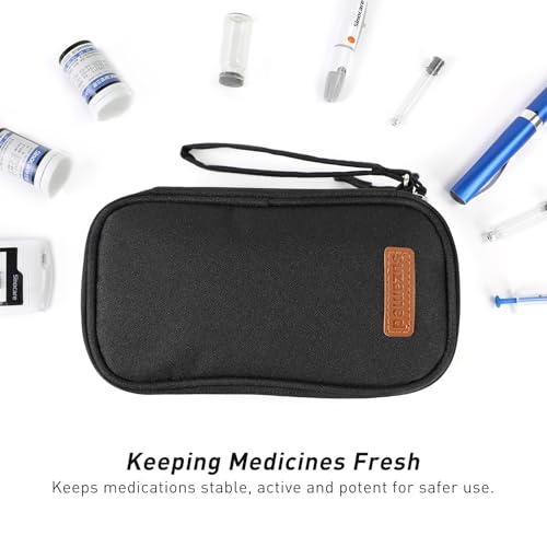 insulin cooler travel case double layer medicine kit diabetes travel case portable medicine organizer with 2pack 150g ice pack tsa approved for insulin pens diabetic supplies black