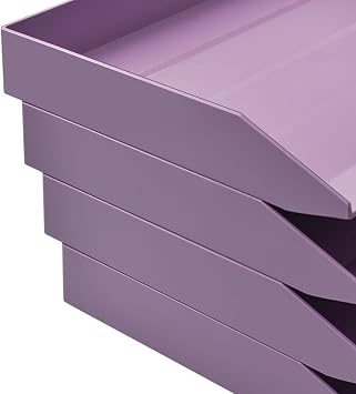 Acrimet Stackable Letter Tray Single Side Load, Plastic, Desktop File Organizer (Solid Purple Color) (1 Unit)
