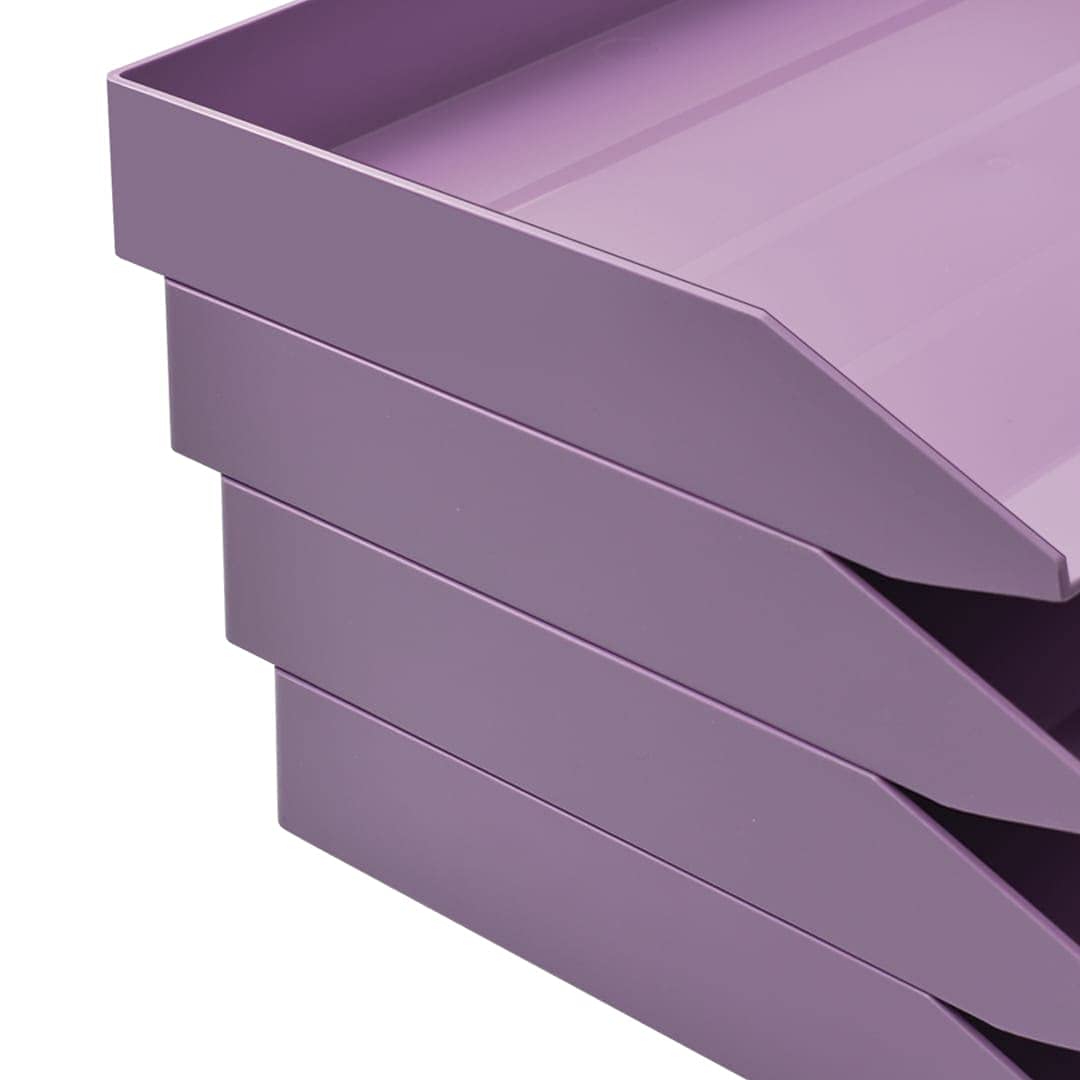 Acrimet Stapelbare Briefablage im Querformat, Büro-Organizer für Papier und Dokumente im A4-Format, Robuster Kunststoff (Farbe Violett) (1 Stück)