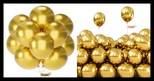 PartyWoo Metallic Gold Balloons 20 pcs and PartyWoo Metallic Gold Balloons 50 pcs