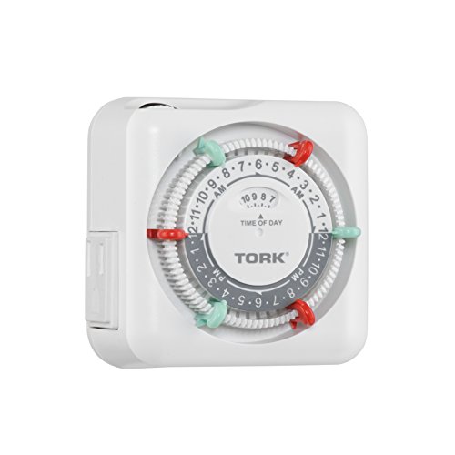 Nsi Industries Tork Rtn112 Indoor 15-Amp Plug-In Mechanical Appliance Timer 24-Hour Programming – Green & Red Trippers Two Receptacles White #TOP2
