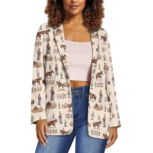 Belidome Womens Blazers Western Cowboy Plus Size Sports Coats Suits