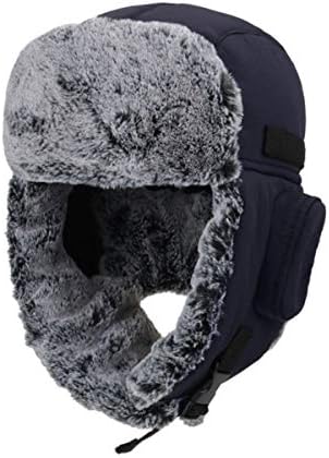 ZffXH Women Earflap Fur Ushanka Russian Bomber Hat Men Waterproof Warm Winter Thermal Trapper Cap Ski Eskimo Cap Aviator Trooper Hunting Hat