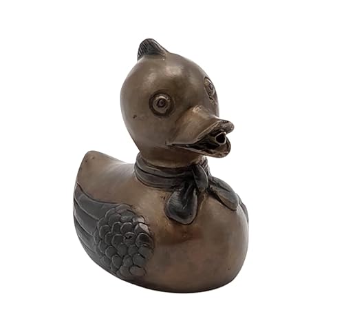 Bronze-Skulptur Wasserspeier Badeente | mit Schleife | Fontaine | klein | 9x6x9cm | Tierfigur aus Bronze handgefertigt