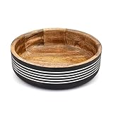 ARAMBH Premium Mango Wood Bowl with Sleek Black Finish – Perfecto para ensalada, vegetales, aperitivos y decoración del hogar (25,4 x 25,4 x 7,62 cm)