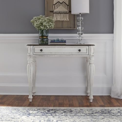Elevate Your Space with the Elegant White Accent Vanity Desk/Night Stand, Exquisitely Crafted from Solid and Manufactured Wood by Liberty Furniture Industries