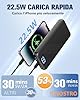 Power Bank, 10000mAh Ultra Sottile & Leggero PD 22.5W Ricarica Rapida Powerbank, USB C Caricatore Portatile Con LED Display Batteria Esterna per iPhone 16 15 14 13 12 Pro Max Samsung Xiaomi etc
