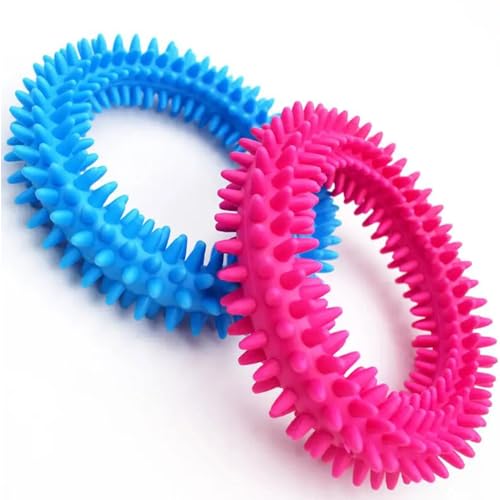 Pet Chew Ring Toy Soft Dental Rubber Puppy Teeth Cleaning Healthy Gums Spike Ring Chew Toy For Cat And Dogs 1Pcs