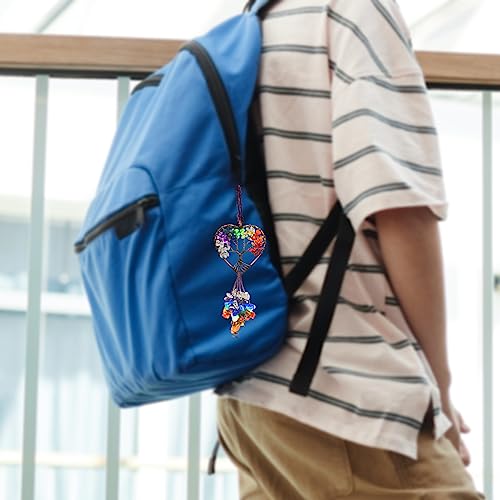 Persofine Healing Crystal Decor Tree Of Life Car Hanging Accessories 7 Chakras Stones Wall Decor Meditation Ornaments Good Luck Home Decoration Party Decor (Heart) #TOP5