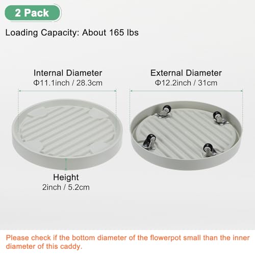 M METERXITY Pacote com 2 suportes para plantas com rodas, carrinho redondo de 30 cm com rodízios ocu