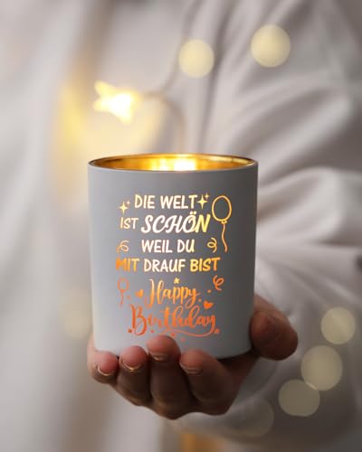 CadeauJoie Geburtstagsgeschenk für Frauen, Geschenke für Frauen, Lavendel Flammenduftkerze Geburtstag Geschenk für Freundin Mama Frau Oma Schwester Tochter, Beste Freundin Geburtstag Geschenk