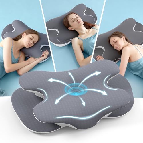 A-Pce Ergonomic Memory Foam Pillow-Orthopedic Neck Support Pillow with Breathable, Removable Pillowcase for Optimal Support & Pain Relief,Cervical Pillows for Side, Back,Stomach Sleepers,Light Gray