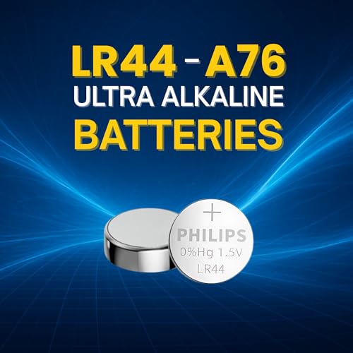 PHILIPS LR44 Batteries 12 Count, Replaces AG13 A76 l1154f 357 303 SR44 AG13 LR41 Button Batteries - 1.5v Ultra Alkaline Button Cell Battery, Perfect For Thermometers, Lasers, Watches, Medical Devices.2