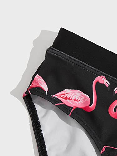 WDIRARA Men's Swimwear Flamingo Print Tie Waist Swim Brief Bikini Shorts4