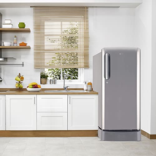 Image of LG 190 L 4 Star Inverter Direct Cool Single Door Refrigerator (GL-D201APZY, Shiny Steel, Base Stand with Drawer), Free 1 Year Extended warranty