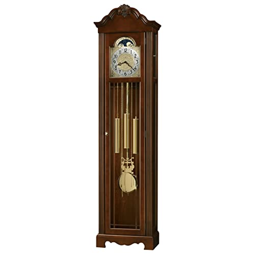 Howard Miller Langhurst Floor Clock II, Analog Display Espresso Finish with Single-Chime Movement, Golden Pendulum Adjustable Grandfather Vertical Home Decor for Bedroom & Living Room