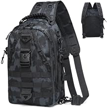 Fishing Tackle Backpack for Men, Sling or Backpack Style with Rod Holder, Waterproof, Great for Anglers, Boat Fishing, Hiking Trips, Gray Camouflage