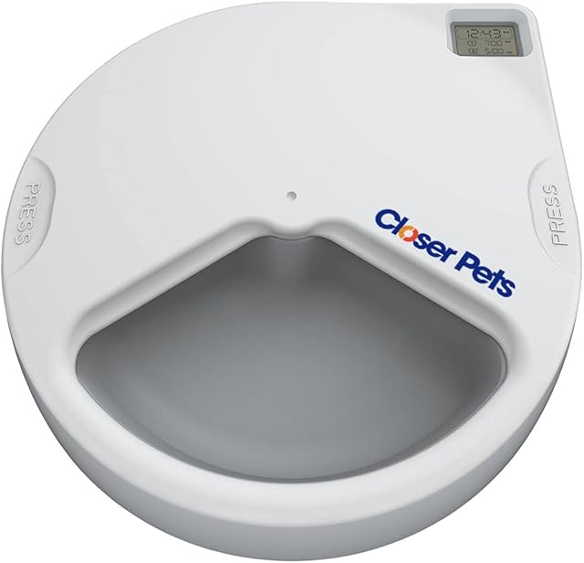 Closer Pets C300 Automatic Pet Feeder | Cat or Small Dog Bowl with Digital Timer | For Wet or Dry Pet Food, 3 Meal Carousel, up to 330g in Each (formerly Cat Mate)