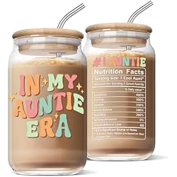 Birthday Mothers Day Gifts for Auntie from Niece, 16 Oz Can Coffee Glass | Christmas Day Birthday Mothers Day Gifts for New Auntie, To Be Auntie, Aunt Announcement, Promoted To Aunt