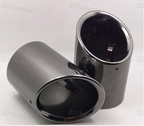 New 2pcs Black Color Stainless Steel Tailpipe Exhaust Muffler Rear Tail Pipe Tip Cover Trim Custom Fit for BMW 5-Series F10 F18 2011 2012 2013 2014 2015 2016 2017 2018 2019 2020 2021