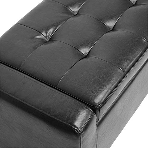 Baxton Studio Manchester Ottoman, 15.25" X 45.5" X 17.13", Black #TOP4