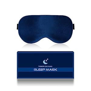 Silk Eye Mask for Sleeping – Soft Breathable Organic Natural Mulberry Silk Fabric Blackout Sleep Mask with Adjustable Straps No Pressure Eye Mask for Travel Essentials Gifts (Navy Blue)