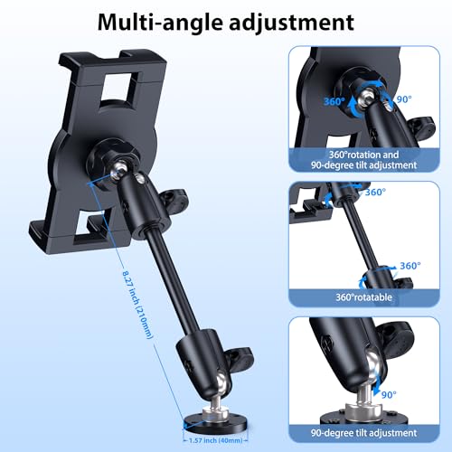 CreaDream Aluminum Tablet Mount for Truck, Tablet Holder for Car, Angle Adjustable with Drill Base, iPad Car Holder for Dashboard, Wall, Boat, Vehicle, Compatible with 4.7"-13" Tablets, iPads, Phones - image 4