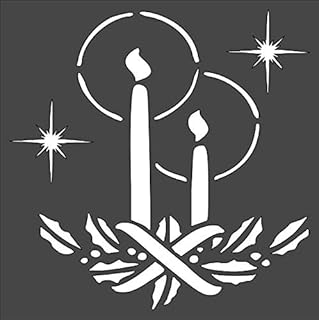 Candles Logo Stencil Reusable Sturdy Flexible Clear Plastic 1-8x8 in Arts and Crafts Material Scrapbooking for Airbrush Painting Drawing