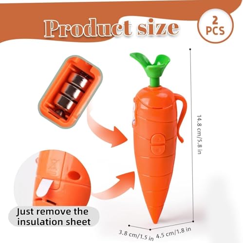 2 Stück Karotten Aufnahmegerät Stift, Kleine Ostergeschenke Kinder, 60 Sekunden Karotten Stift mit Wiedergabe und Aufnahmefunktion, Ostergeschenke für Kinder, Schüler, Lehrer