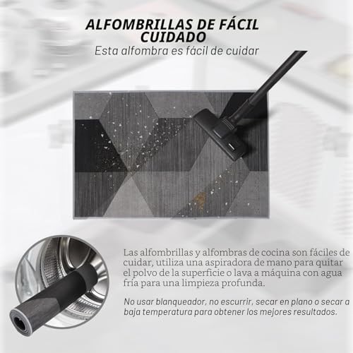 Miniatura 6 de Bwbike Juegos De Alfombras De Cocina Alfombras De Pie Lavables 2 Piezas Juegos De Alfombras De Piso Antideslizantes De Microfibra, 43 X 75 Cm 43 X 150 Cm, Rombo-Rejilla
