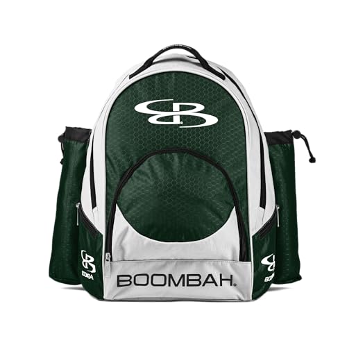 Boombah Tyro Baseball/Softball Bat Backpack - 20" x 15" x 10" - White/Dark Green