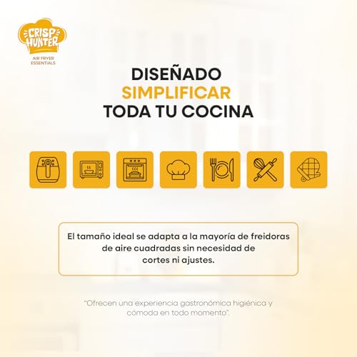 Miniatura 5 de Crisphunter Papel De Pergamino Para Freidora De Aire - 100 Hojas Redondas Antiadherentes Y Sin Pfas - Perfecto Para Freidoras De Aire 21,5 X 21,5 Cm Hojas