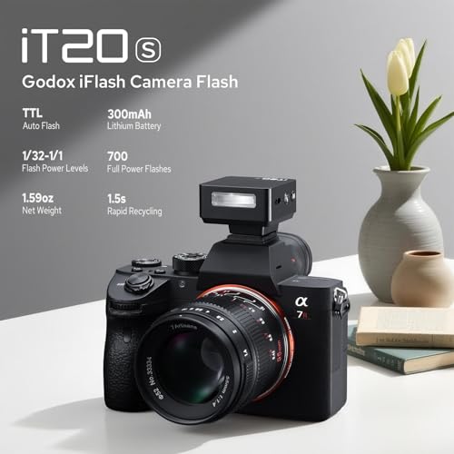 Godox iT20 iT20-S Flash for Sony, Mini TTL Flash with Intuitive Screen, 1.5s Recycle, 700 Full Power Flashes, USB-C Charge, Built-in Battery, GODOX iT20S iT20 S Pocket Flash Speedlight (Black) by GODOX - Image 2