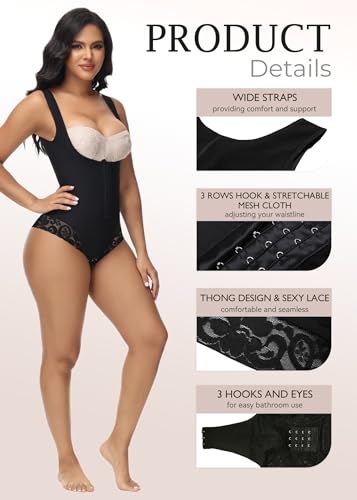 SHAPSHE Shapewear Bodysuit for Women Tummy Control Fajas Colombianas Waist Trainer Girdle Thong Open Bust Body Shaper2