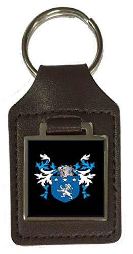Porte-clés en cuir marron avec blason de famille, emportez l'histoire de vos proches partout