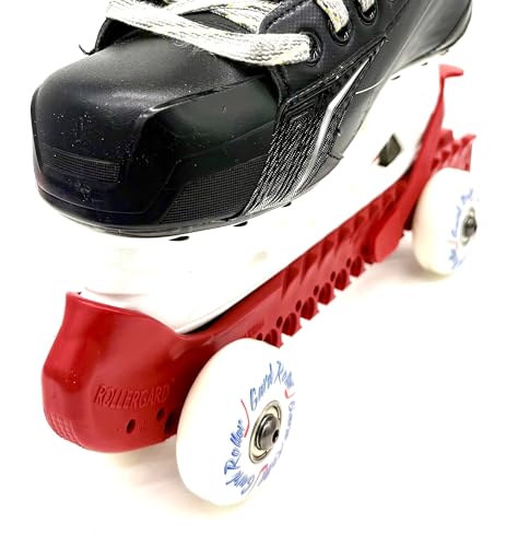 RollerGard Kufenschoner mit Rollen - Kufenschoner für Eishockey- & Schlittschuhe I Eishockeyschlittschuh-Schutz I Kufenzubehör I Rot - One Size