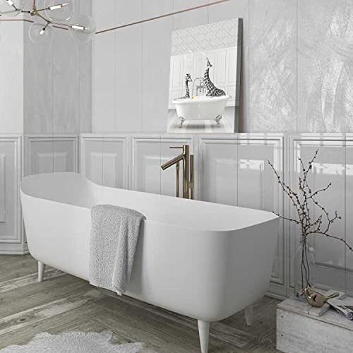 Soothan Canvas Wall Art Print Funny Bathroom Wall Decor Happy Giraffes With Yellow Duck In Bathtub Picture Painting Black White Illustration Artwork For Home Bathroom Decor Framed Ready To Hang 12X16 #TOP5