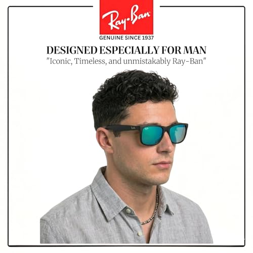 Image of Ray-Ban RB4165F JUSTIN COLOR MIX CLASSIC LOW BRIDGE FIT Square Shape Sunglasses for Men with Official Eyewear Kit